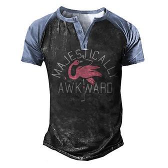 Majestically Awkward Pink Flamingo Funny Bar Crawl Men's Henley Shirt Raglan Sleeve 3D Print T-shirt - Thegiftio UK