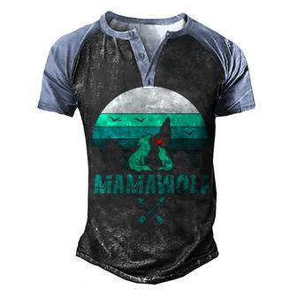 Mamawolf Wolf Lovers Gift For Mother Men's Henley Shirt Raglan Sleeve 3D Print T-shirt - Thegiftio UK