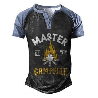 Master Of The Campfire Funny Gift Camping And Outdoors Gift Cool Gift Men's Henley Shirt Raglan Sleeve 3D Print T-shirt - Thegiftio UK