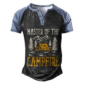 Master Of The Campfire Trees Painting Forest Meaningful Gift Men's Henley Shirt Raglan Sleeve 3D Print T-shirt - Thegiftio UK