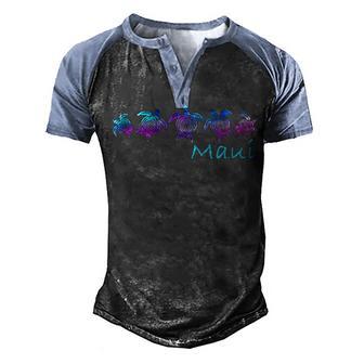 Maui Hawaii Beach Design Tribal Turtle Gift Men's Henley Shirt Raglan Sleeve 3D Print T-shirt - Thegiftio UK