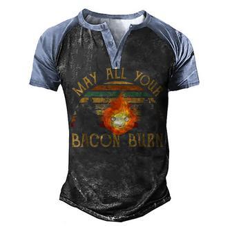 May All Your Bacon Burn Vintage Outdoor Funny Men's Henley Shirt Raglan Sleeve 3D Print T-shirt - Thegiftio UK