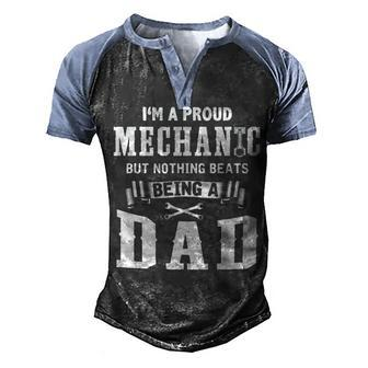 Mechanic - Nothing Beats Being A Dad Men's Henley Shirt Raglan Sleeve 3D Print T-shirt - Seseable