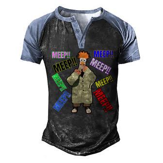 Meep Graphic Design Printed Casual Daily Basic Men's Henley Shirt Raglan Sleeve 3D Print T-shirt - Thegiftio UK