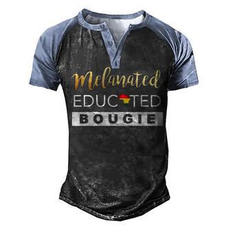 Melanated Educated Bougie Melanin Poppin Black Girl Men's Henley Shirt Raglan Sleeve 3D Print T-shirt - Thegiftio UK
