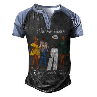 Melanin Queen Black Afro Womens Power Black Pride Slays Cute Men's Henley Shirt Raglan Sleeve 3D Print T-shirt - Thegiftio UK