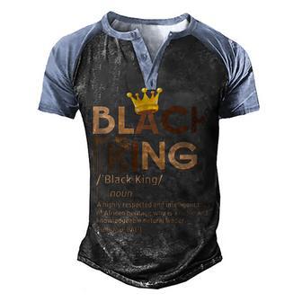 Mens Black King Definition African Pride Melanin Educated Men's Henley Shirt Raglan Sleeve 3D Print T-shirt - Thegiftio UK