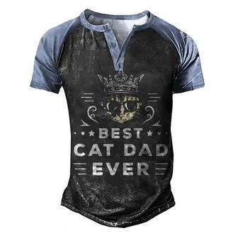 Mens Cat Dad Fathers Day Paw Meow Kitten Breeder Cat Whisperer Men's Henley Shirt Raglan Sleeve 3D Print T-shirt - Thegiftio UK