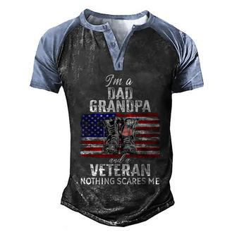 Mens Im A Dad Grandpa And A Veteran Nothing Scares Me Military Tshirt Men's Henley Shirt Raglan Sleeve 3D Print T-shirt - Thegiftio UK