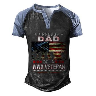 Mens Proud Dad Of A Wwii Veteran Funny Gift World War 2 Vet Gift Graphic Design Printed Casual Daily Basic Men's Henley Shirt Raglan Sleeve 3D Print T-shirt - Thegiftio UK