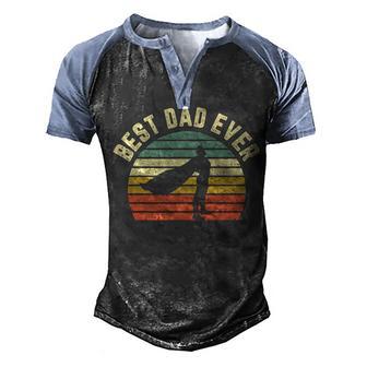 Mens Vintage Best Dad Ever Superhero Fun Fathers Day Men's Henley Shirt Raglan Sleeve 3D Print T-shirt - Thegiftio UK