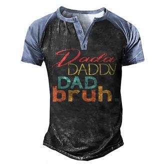Mens Vintage Funny Dada Daddy Dad Bruh Cool Fathers P Men's Henley Shirt Raglan Sleeve 3D Print T-shirt - Thegiftio UK