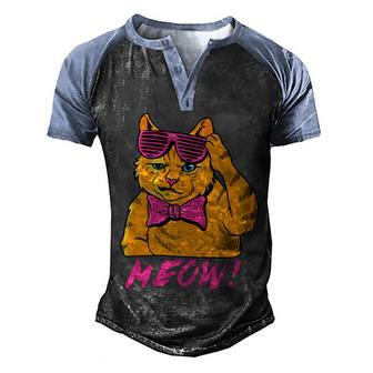 Meow Funny Cat Cat Day Cat Lover Men's Henley Shirt Raglan Sleeve 3D Print T-shirt - Thegiftio UK