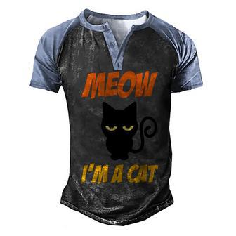 Meow Im A Black Cat Halloween Day Men's Henley Shirt Raglan Sleeve 3D Print T-shirt - Thegiftio UK