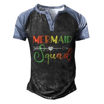 Mermaid Squad Mermaid Birthday Squad Meaningful Gift Men's Henley Shirt Raglan Sleeve 3D Print T-shirt - Thegiftio UK