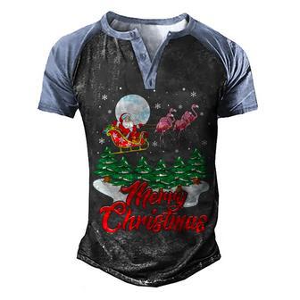Merry Christmas Flamingo Reindeer Santa Claus Graphic Design Printed Casual Daily Basic Men's Henley Shirt Raglan Sleeve 3D Print T-shirt - Thegiftio UK
