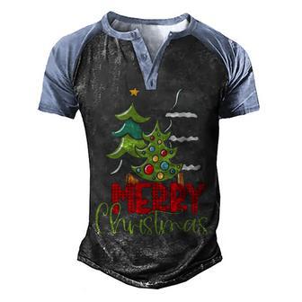 Merry Christmas Tree Kids Gift T Men's Henley Shirt Raglan Sleeve 3D Print T-shirt - Thegiftio UK