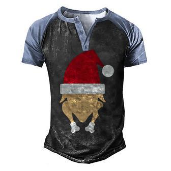 Merry Christmas With Chicken T- Men's Henley Shirt Raglan Sleeve 3D Print T-shirt - Thegiftio UK