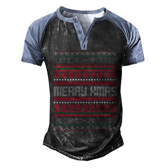 Merry Xmas Ugly Christmas Sweater Graphic Design Printed Casual Daily Basic Men's Henley Shirt Raglan Sleeve 3D Print T-shirt - Thegiftio UK