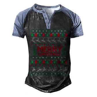 Mery Christmas Christmas Sweater Graphic Design Printed Casual Daily Basic Men's Henley Shirt Raglan Sleeve 3D Print T-shirt - Thegiftio UK