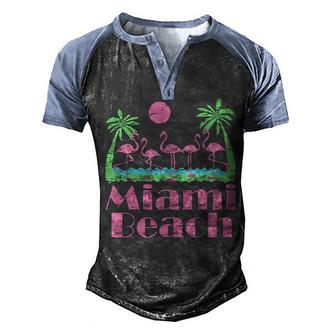 Miami Beach Flamingo Graphic Design Printed Casual Daily Basic Men's Henley Shirt Raglan Sleeve 3D Print T-shirt - Thegiftio UK