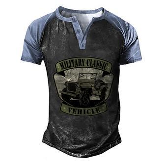 Military Classic Vehicle Graphic Design Printed Casual Daily Basic Men's Henley Shirt Raglan Sleeve 3D Print T-shirt - Thegiftio UK