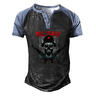 Military Skeleton Graphic Design Printed Casual Daily Basic Men's Henley Shirt Raglan Sleeve 3D Print T-shirt - Thegiftio UK