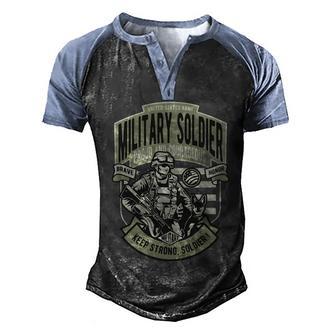 Military Soldier Graphic Design Printed Casual Daily Basic Men's Henley Shirt Raglan Sleeve 3D Print T-shirt - Thegiftio UK