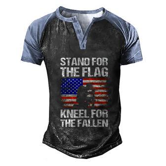 Military Veteran Stand For The American Kneel For The Fallen Graphic Design Printed Casual Daily Basic Men's Henley Shirt Raglan Sleeve 3D Print T-shirt - Thegiftio UK