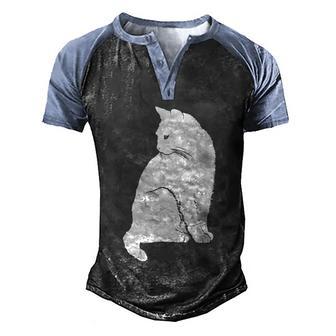 Minimalist Cute Black Cat Owner Feline Art Kitten Lover Gift V2 Men's Henley Shirt Raglan Sleeve 3D Print T-shirt - Thegiftio UK