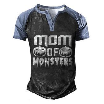 Mom Of Monsters Pumpkin Halloween Quote Graphic Design Printed Casual Daily Basic Men's Henley Shirt Raglan Sleeve 3D Print T-shirt - Thegiftio UK