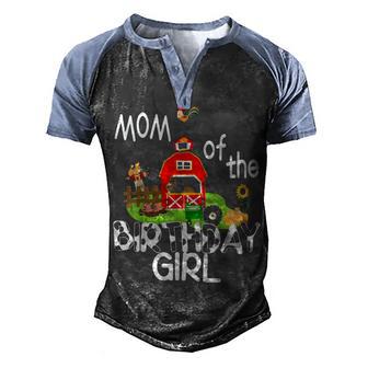 Mom Of The Birthday Girl Cow Farm Barnyard Party Gift Men's Henley Shirt Raglan Sleeve 3D Print T-shirt - Thegiftio UK
