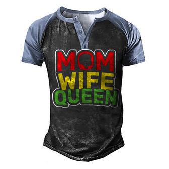 Mom Wife Queen Men's Henley Shirt Raglan Sleeve 3D Print T-shirt - Thegiftio UK