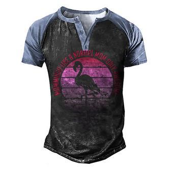 Mommingo Like Normal Mom Only Awesome Flamingo Men's Henley Shirt Raglan Sleeve 3D Print T-shirt - Thegiftio UK