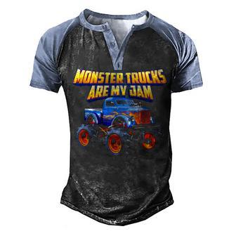 Monster Trucks Are My Jam Sweat Men's Henley Shirt Raglan Sleeve 3D Print T-shirt - Thegiftio UK