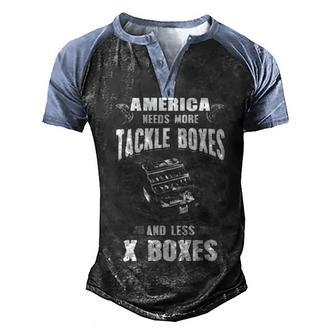 More Tackle Boxes - Less X Boxes Men's Henley Shirt Raglan Sleeve 3D Print T-shirt - Seseable