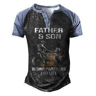 Motocross Father And Son Riding Partners For Life Men's Henley Shirt Raglan Sleeve 3D Print T-shirt - Thegiftio UK