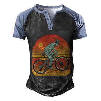 Mountain Biker Sunset Vintage Graphic Design Printed Casual Daily Basic Men's Henley Shirt Raglan Sleeve 3D Print T-shirt - Thegiftio UK