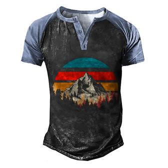 Mountain Views Vintage Graphic Design Printed Casual Daily Basic Men's Henley Shirt Raglan Sleeve 3D Print T-shirt - Thegiftio UK