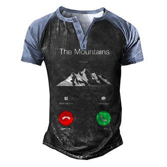 Mountains Are Calling Funny Mobile Cell Phone Call Hiking Men's Henley Shirt Raglan Sleeve 3D Print T-shirt - Thegiftio UK