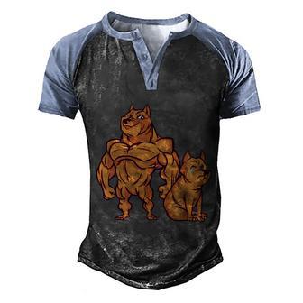 Muscular Dog Graphic Design Printed Casual Daily Basic Men's Henley Shirt Raglan Sleeve 3D Print T-shirt - Thegiftio UK