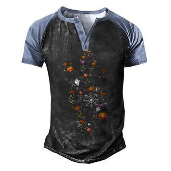 Music Note Symbol Halloween School Music Teacher Pumpkins Men's Henley Shirt Raglan Sleeve 3D Print T-shirt - Thegiftio UK