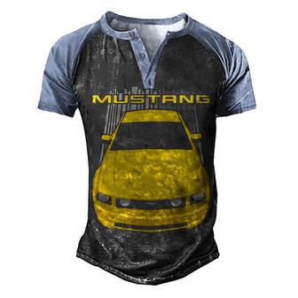 Mustang Gt 2005 To 2009 Yellow Men's Henley Shirt Raglan Sleeve 3D Print T-shirt - Thegiftio UK