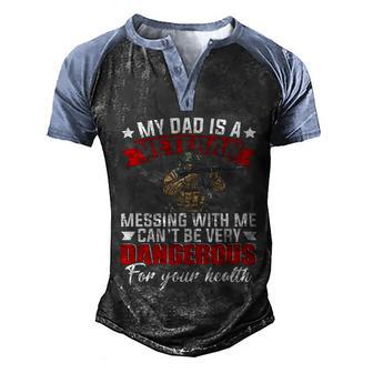 My Dad Is A Veteran Happy Fathers Day Proud Veteran Dad Gift Graphic Design Printed Casual Daily Basic Men's Henley Shirt Raglan Sleeve 3D Print T-shirt - Thegiftio UK
