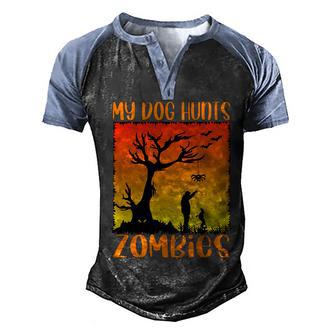 My Dog Hunts Zombies Halloween Graphic Design Printed Casual Daily Basic V2 Men's Henley Shirt Raglan Sleeve 3D Print T-shirt - Thegiftio UK
