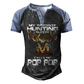 My Favorite Hunting Buddy Calls Me Pop Pop V2 Men's Henley Shirt Raglan Sleeve 3D Print T-shirt - Thegiftio UK