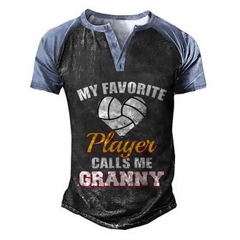 My Favorite Volleyball Player Calls Me Granny Gift Graphic Design Printed Casual Daily Basic Men's Henley Shirt Raglan Sleeve 3D Print T-shirt - Thegiftio UK