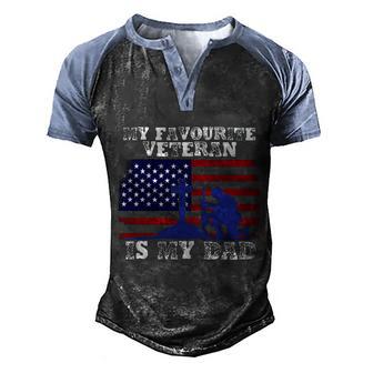 My Favourite Veteran Is My Dad Vet Veterans Military Father Gift Graphic Design Printed Casual Daily Basic Men's Henley Shirt Raglan Sleeve 3D Print T-shirt - Thegiftio UK