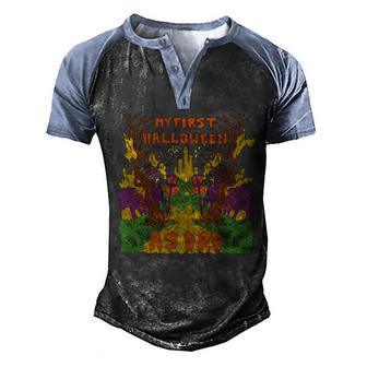 My First Halloween As Dad Graphic Design Printed Casual Daily Basic Men's Henley Shirt Raglan Sleeve 3D Print T-shirt - Thegiftio UK