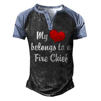 My Heart Belongs To A Fire Chief V2 Men's Henley Shirt Raglan Sleeve 3D Print T-shirt - Thegiftio UK